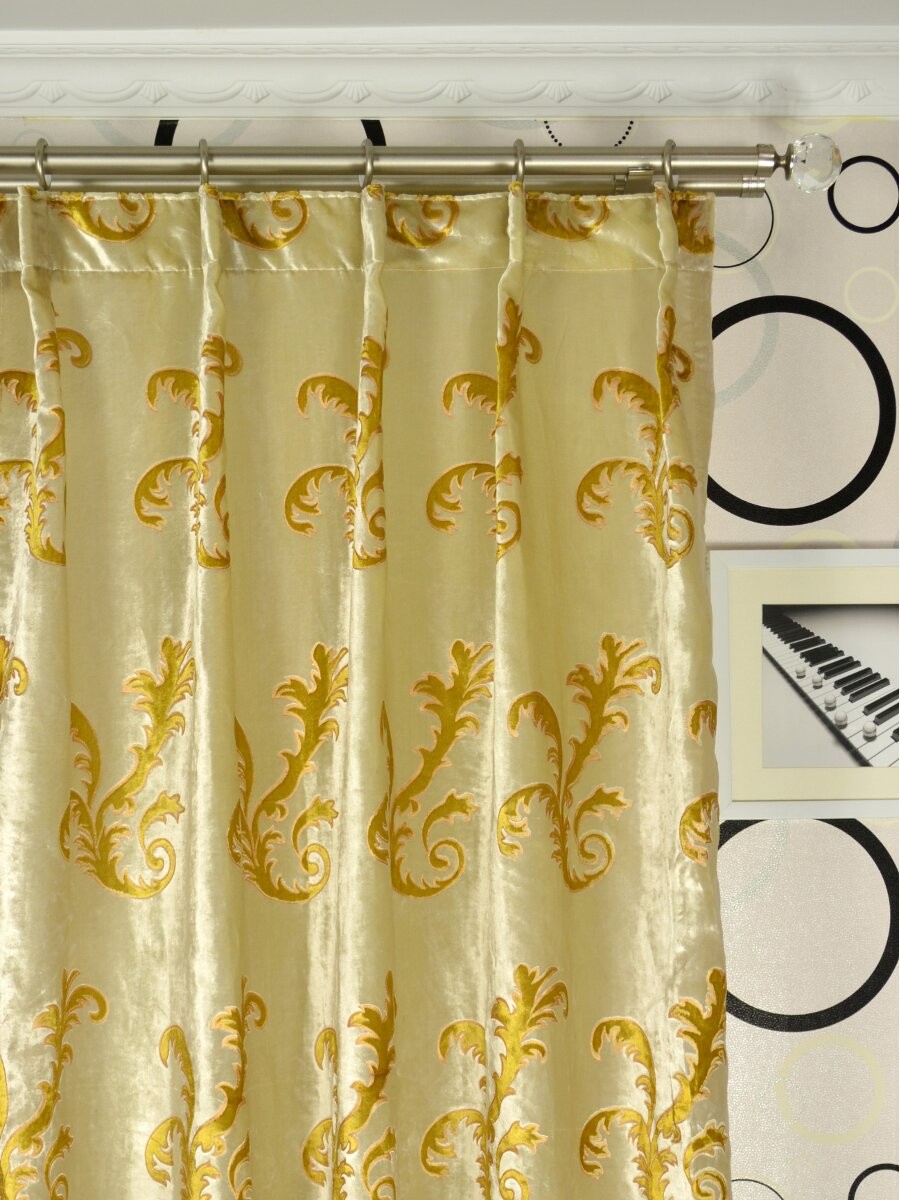 Hebe Mid Scale Scrolls Single Pinch Pleat Velvet Curtains