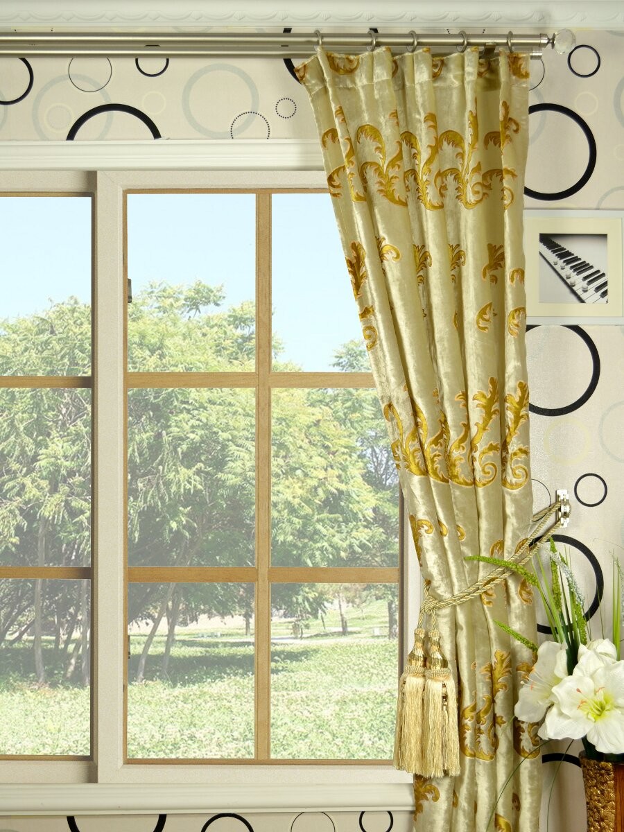 Hebe Mid Scale Scrolls Single Pinch Pleat Velvet Curtains