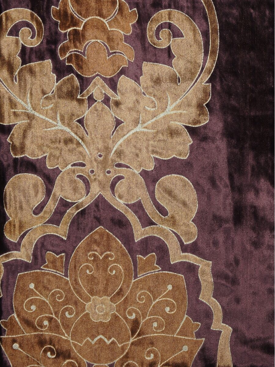 Hebe Floral Damask Rod Pocket Velvet Curtains