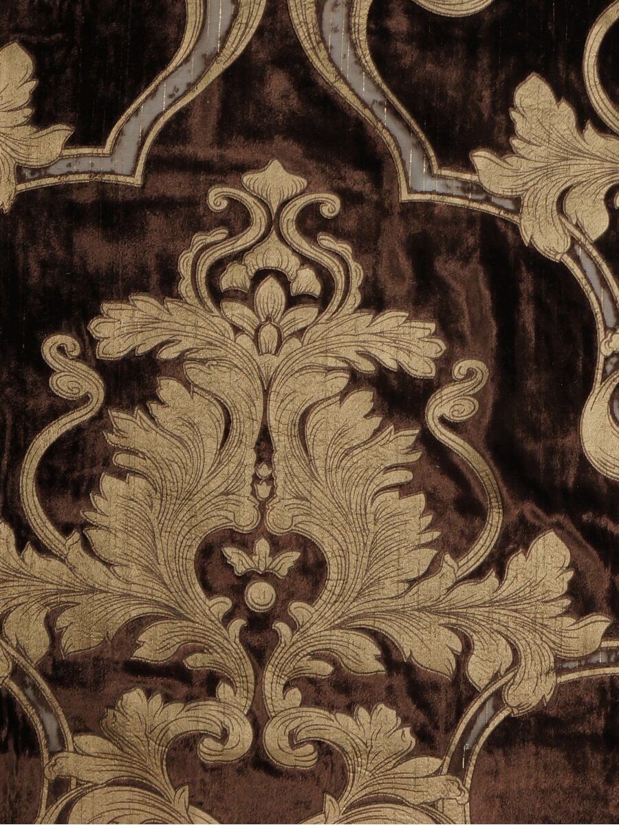 Hebe Regal Floral Damask Pencil Pleat Velvet Curtains