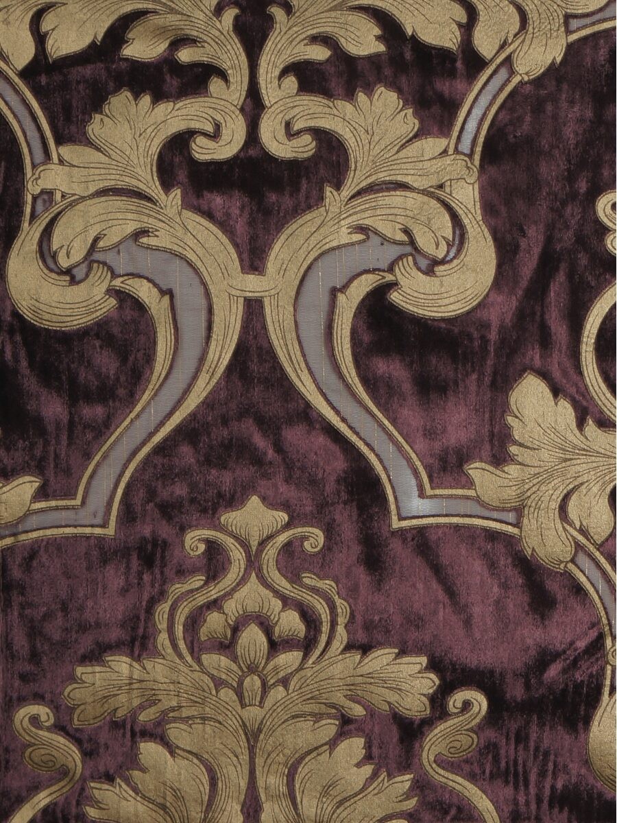 Hebe Regal Floral Damask Pencil Pleat Velvet Curtains