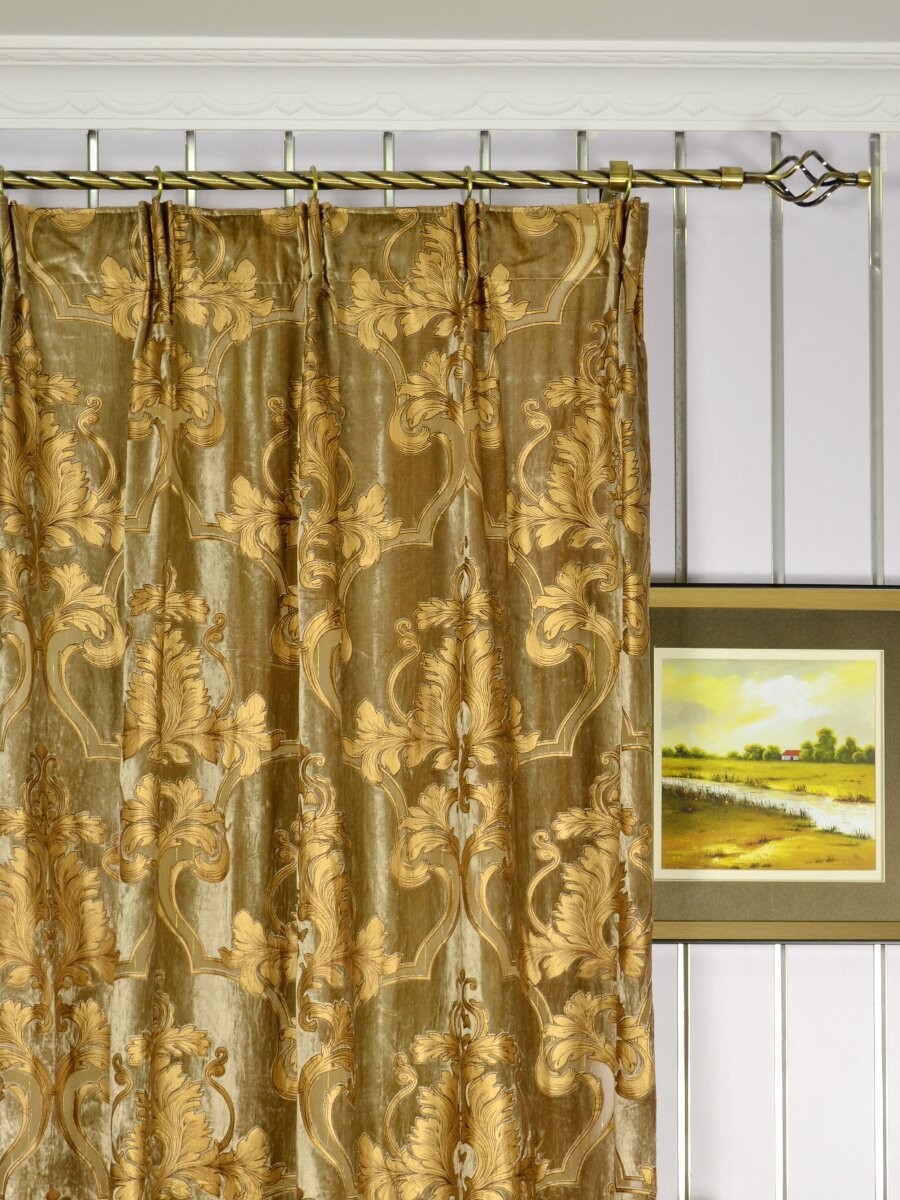Hebe Regal Floral Damask Versatile Pleat Velvet Curtains