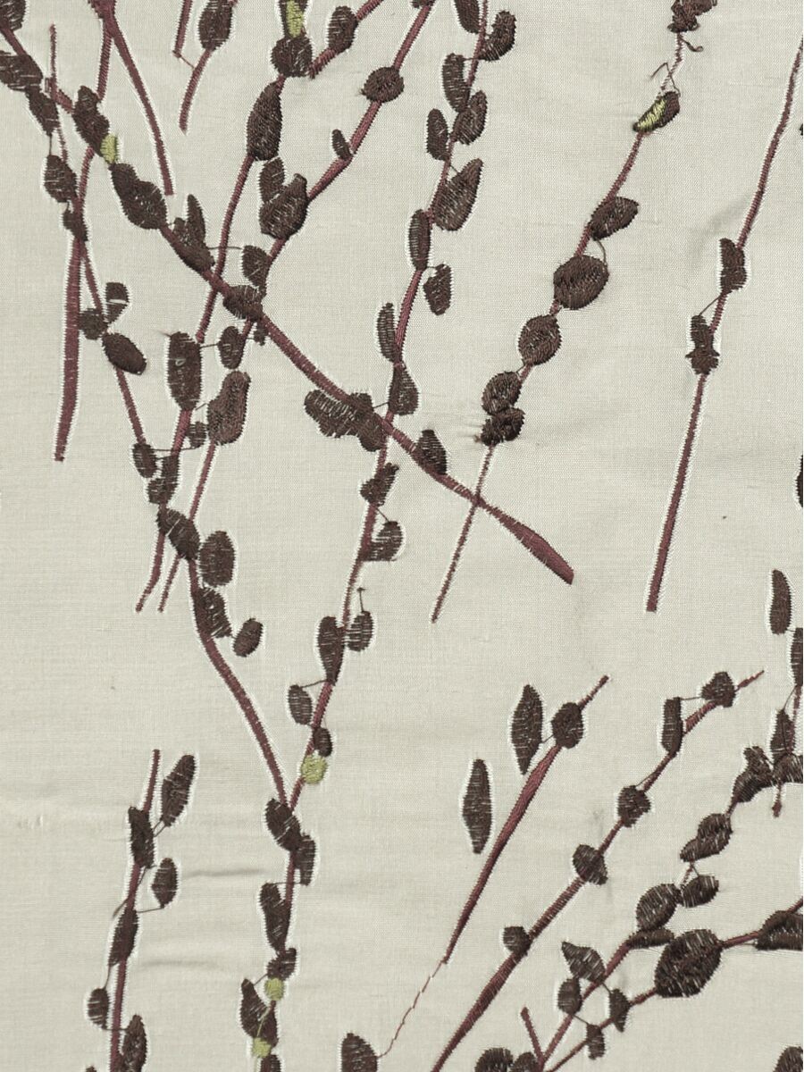 Halo Trendy Embroidered Plants Dupioni Silk Custom Made