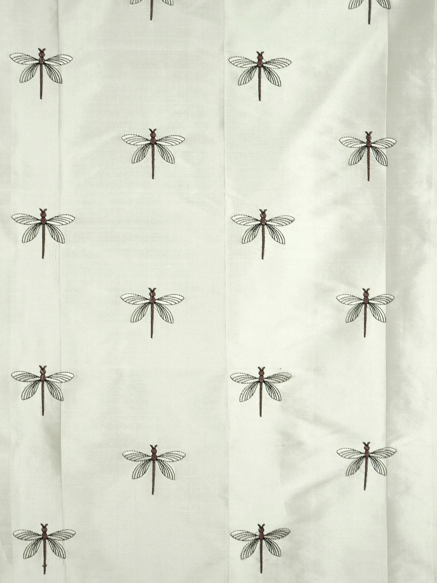 Halo Embroidered Dragonflies Rod Pocket Dupioni Silk
