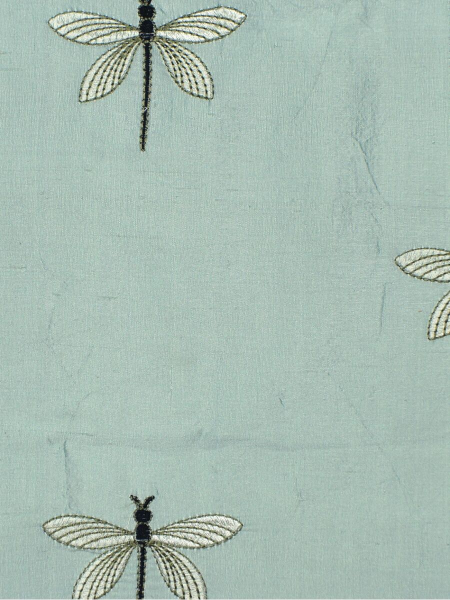 Halo Embroidered Dragonflies Dupioni Silk Custom Made Curtains