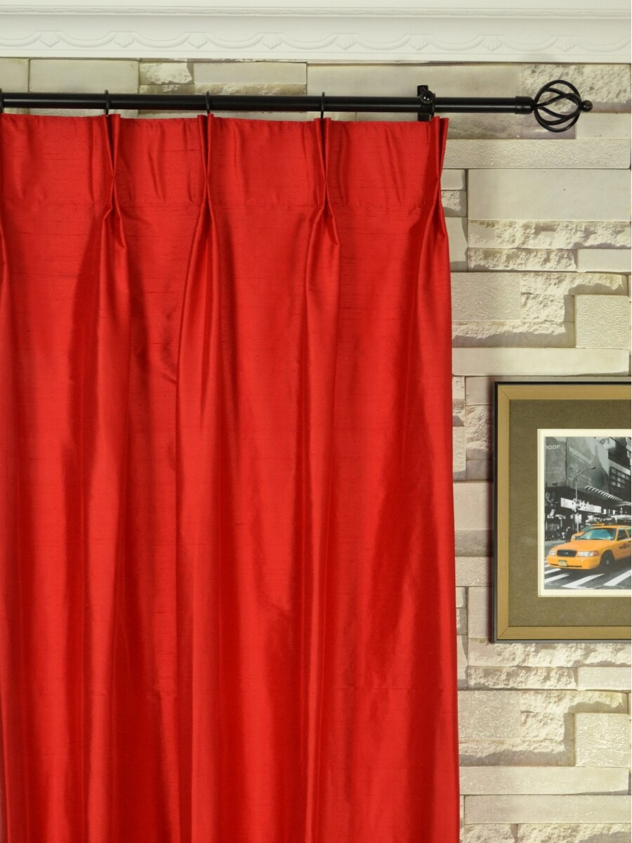 Oasis Solid Color Double Pinch Pleat Dupioni Curtains