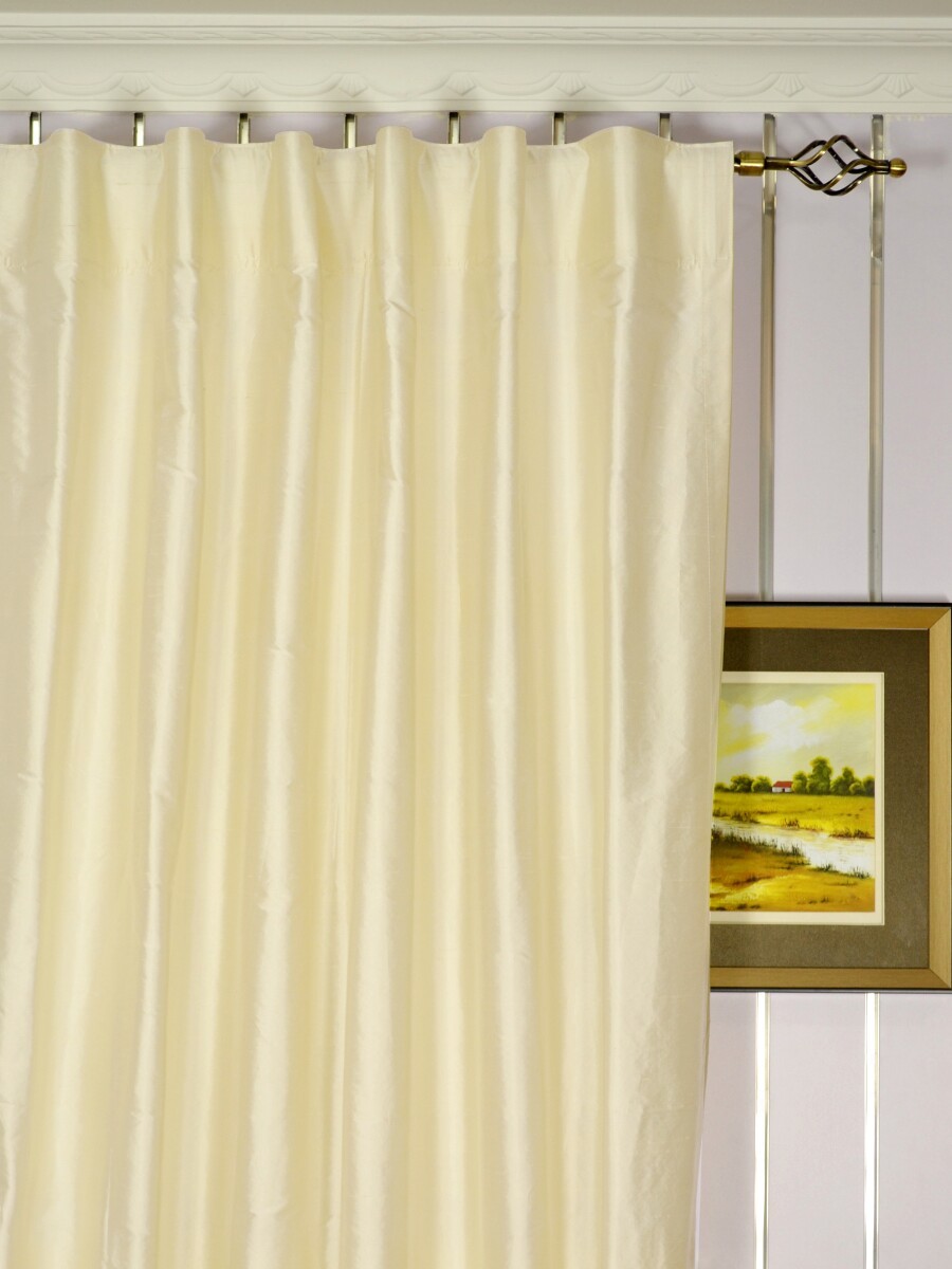 Oasis Traditional Solid Back Tab Dupioni Silk Curtains