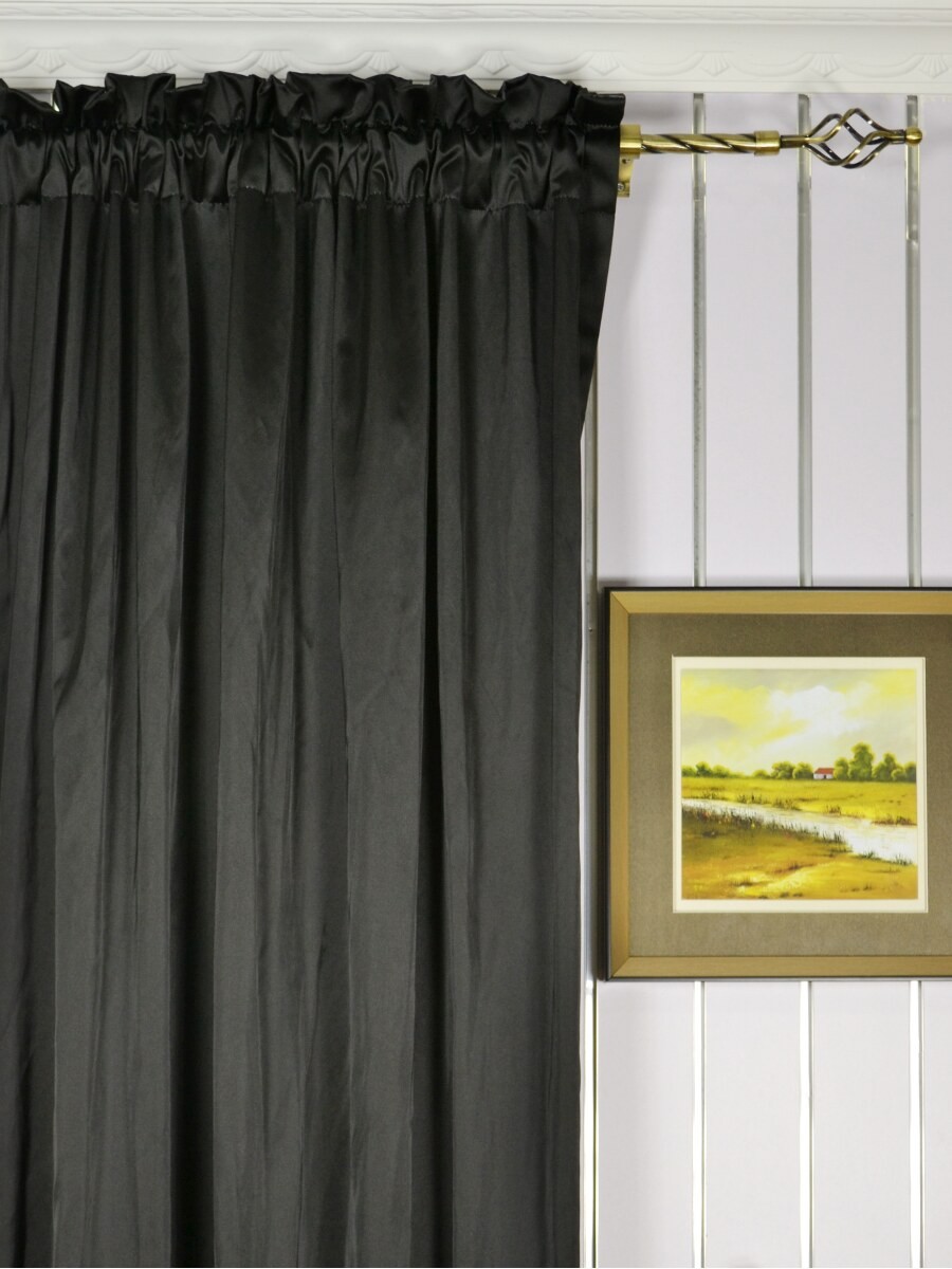 Waterfall Solid Dark Colored Faux Silk Custom Made Curtains
