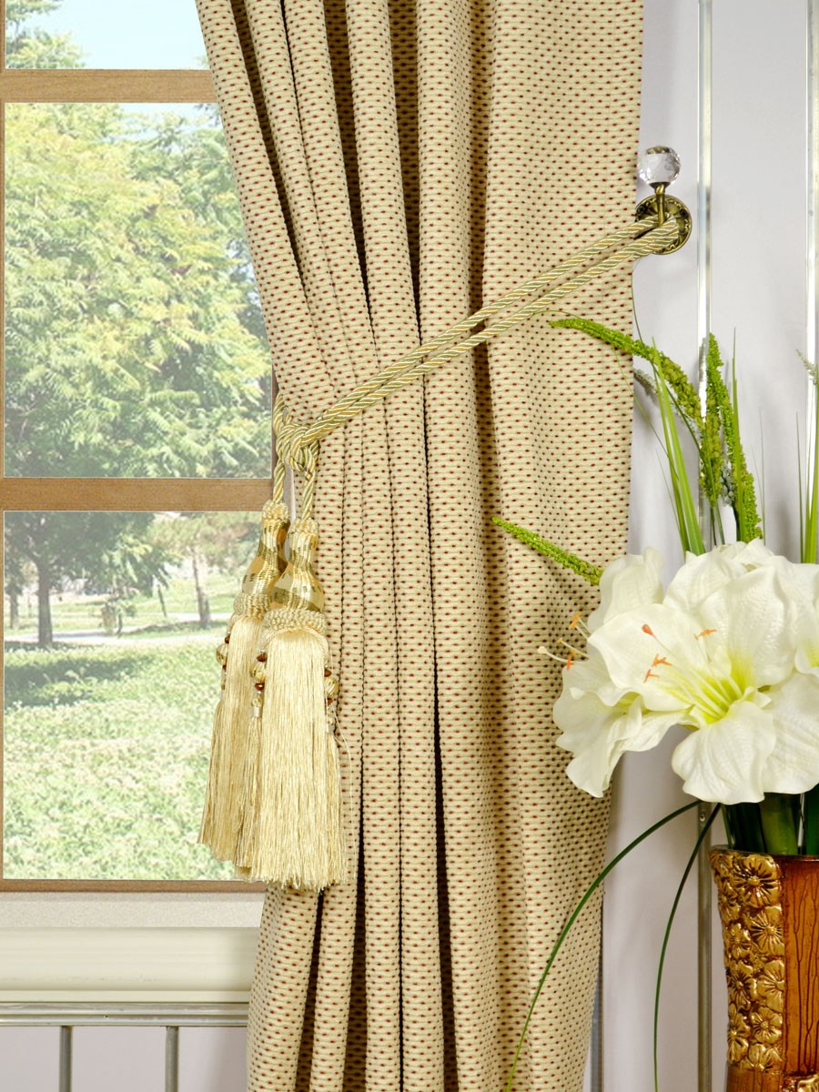 Coral Elegant Back Tab Chenille Curtains