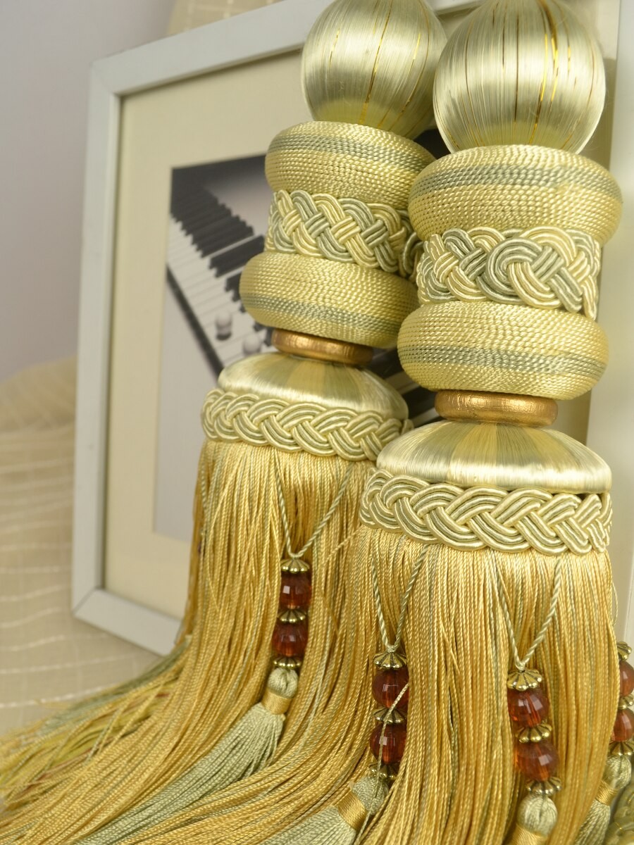 3 Colors QYM05 Faux Silk Curtain Tassel Tiebacks Pair