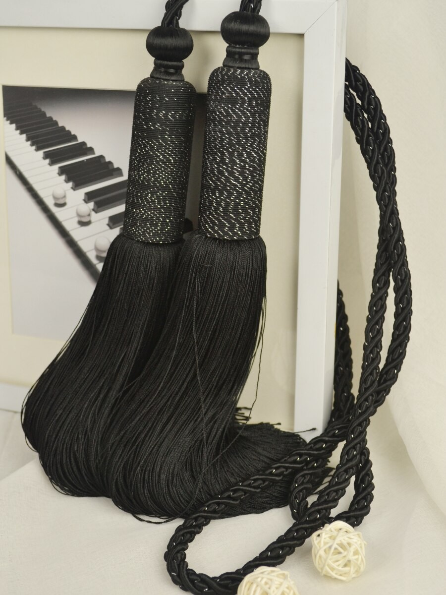 5 Colors Qym08 Faux Silk Curtain Tassel Tiebacks Pair