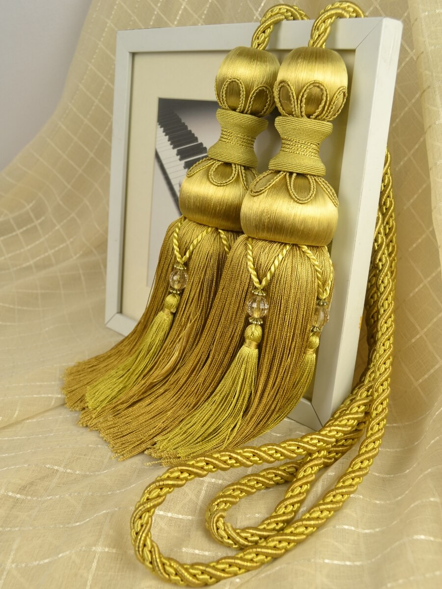 6 Colors Qym09 Faux Silk Curtain Tassel Tiebacks Pair
