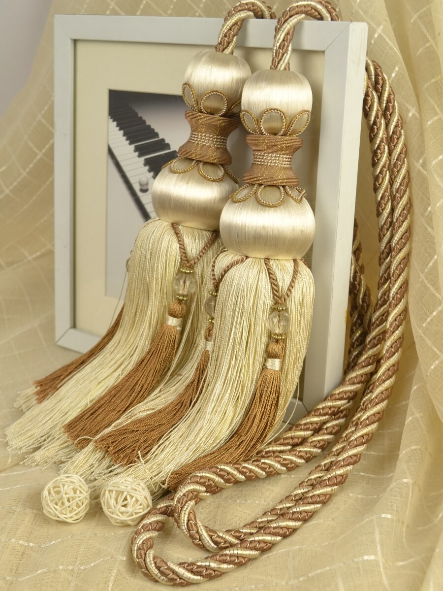 6 Colors Qym09 Faux Silk Curtain Tassel Tiebacks Pair