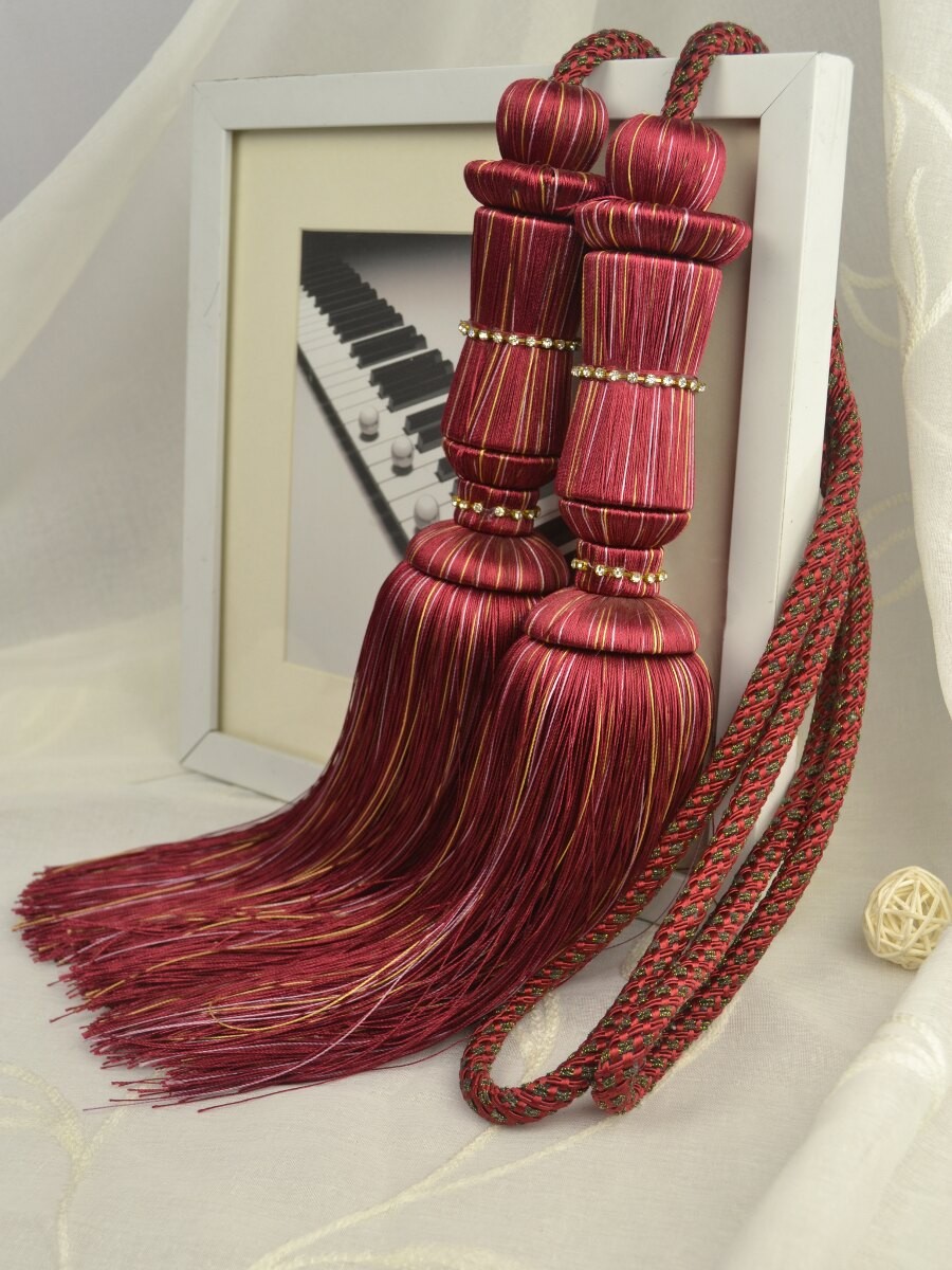 6 Colors QYM26 Polyester Curtain Tassel Tiebacks Pair