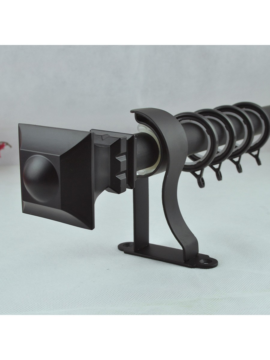 11/8" Square Finial Steel Single Curtain Rod Set Custom Length Curtain Rod Cheery Curtains