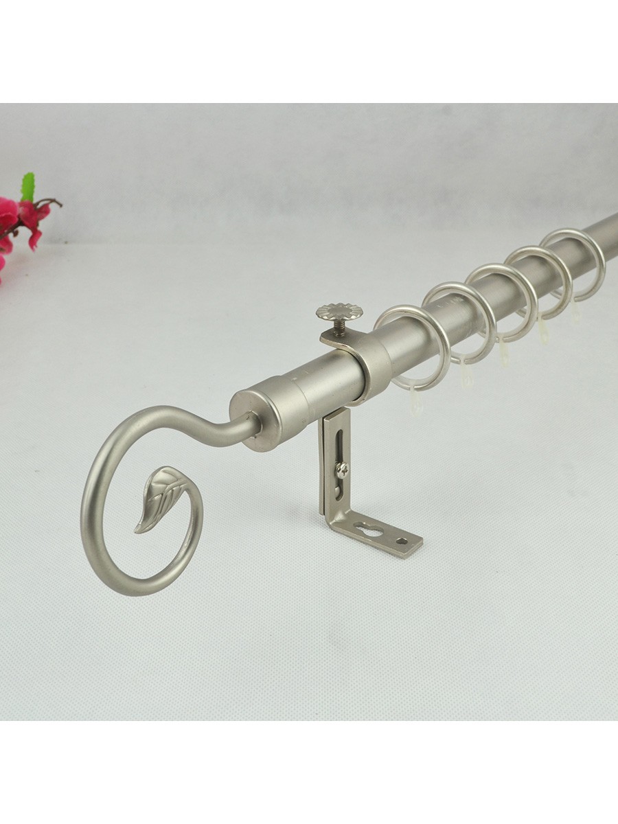 7 8 Quot Silver Wrought Iron Single Curtain Rod Set Tail