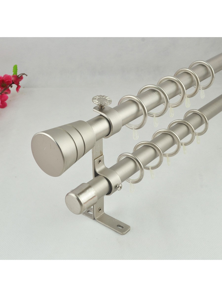7 8 Quot Silver Wrought Iron Double Curtain Rod Set Metal Cork