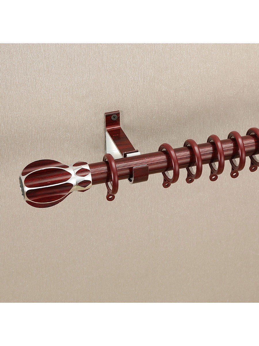 Qyt2720 1 1 8 Super Thick Wood Grain Round Single Curtain Rod Set Metal Finial Cheery Curtains
