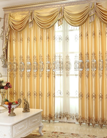 Baltic Embroidered Champagne Yellow Color Floral Waterfall