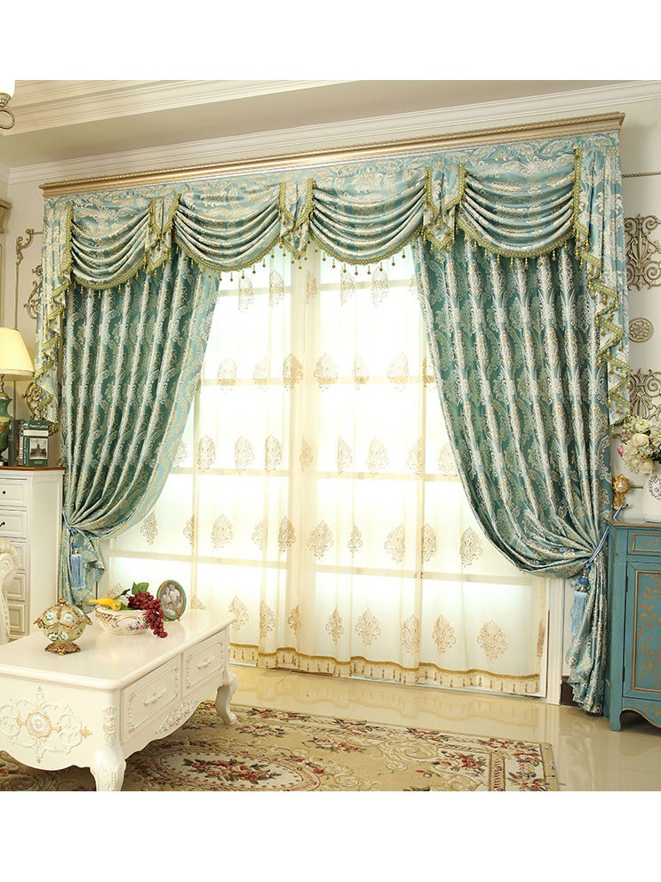 Baltic Jacquard Yellow Blue Coffee Color Floral Waterfall