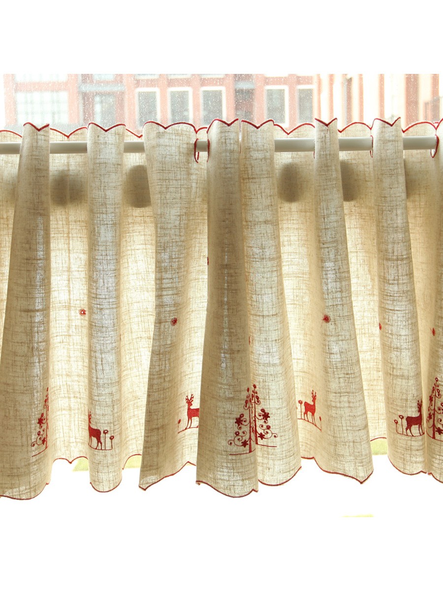 Winston Elk Embroidered Grommet Cafe Curtains For Kitchen