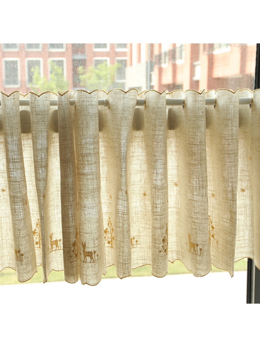 Winston Elk Embroidered Grommet Cafe Curtains for Kitchen and