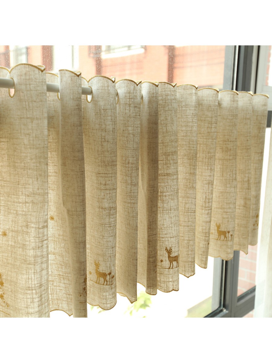 Winston Elk Embroidered Grommet Cafe Curtains For Kitchen