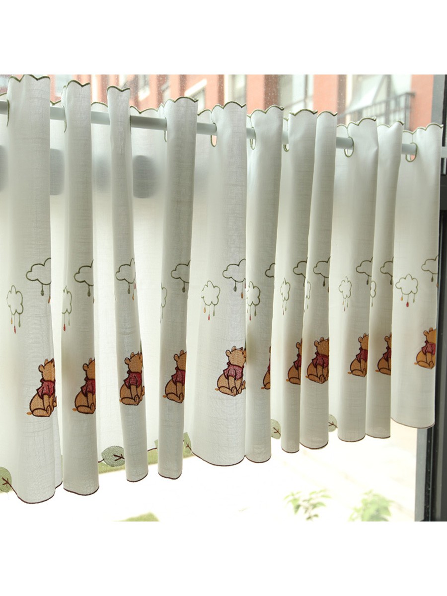 Winston Panda Embroidered Grommet Cafe Curtains for Kitchen and