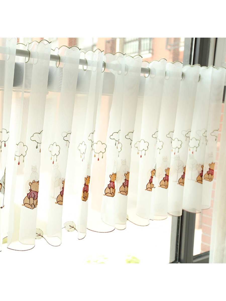 Winston Panda Embroidered Grommet Cafe Sheer Curtains For