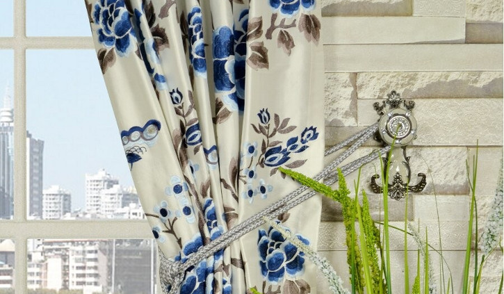 Halo Embroidered Dupioni Silk Curtains
